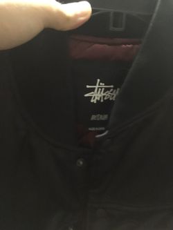 Men Stussy Bomber Jacket Black Color Medium