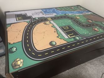 Wood Train Table With Storage Drawers Under