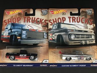 Hot Wheels Chevy Shop Trucks (83 Silverado & 62 Pickup) for Sale