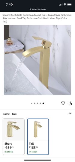Square Brush Gold Bathroom Faucet