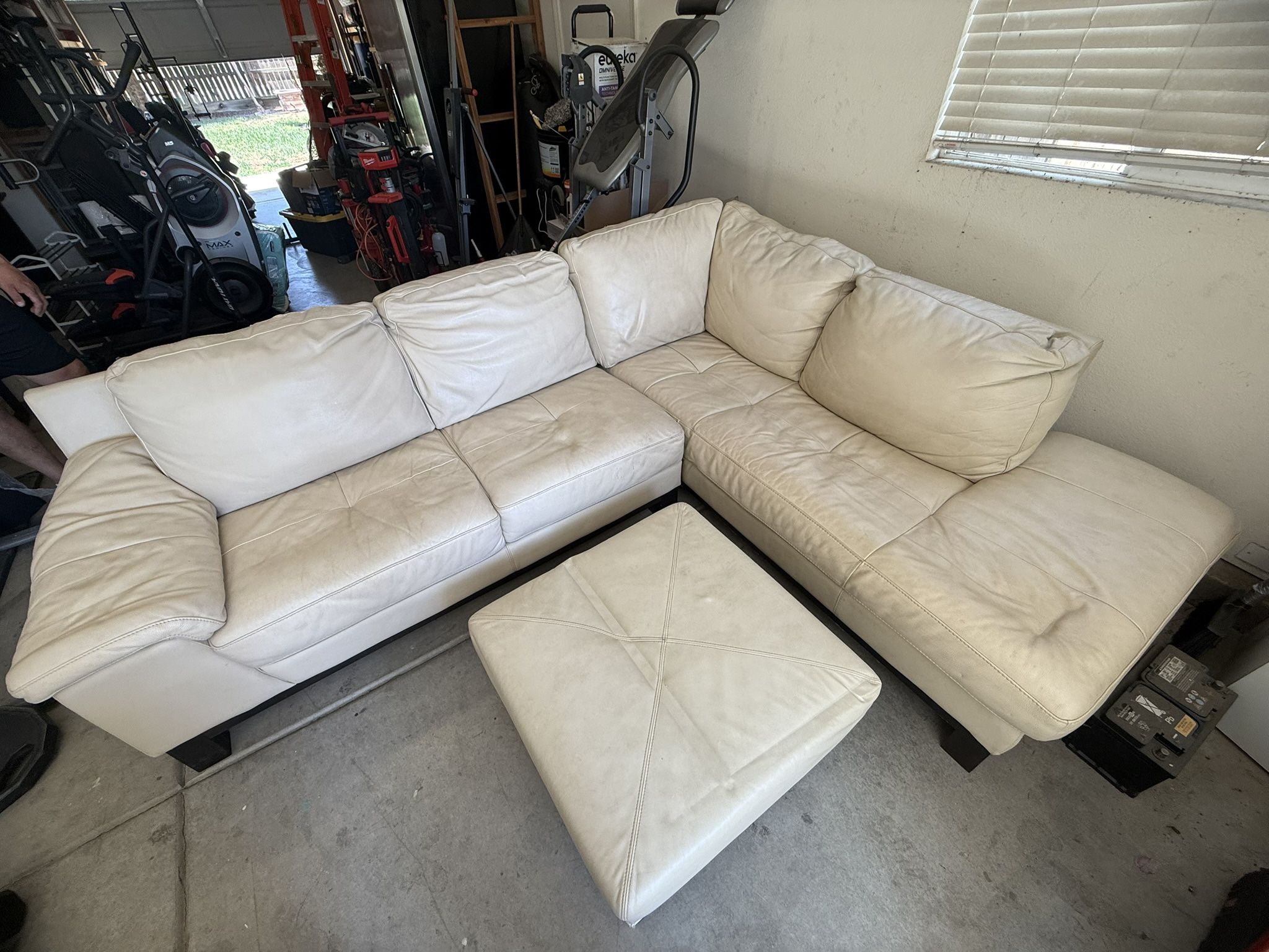 Leather Sectional Cream Couch