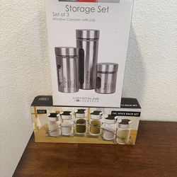 2 -box  storage set 3 pcs and 7 pcs canister with rack