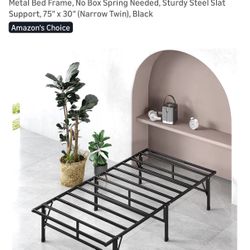 New Twin Mattress And Metal Frame. 