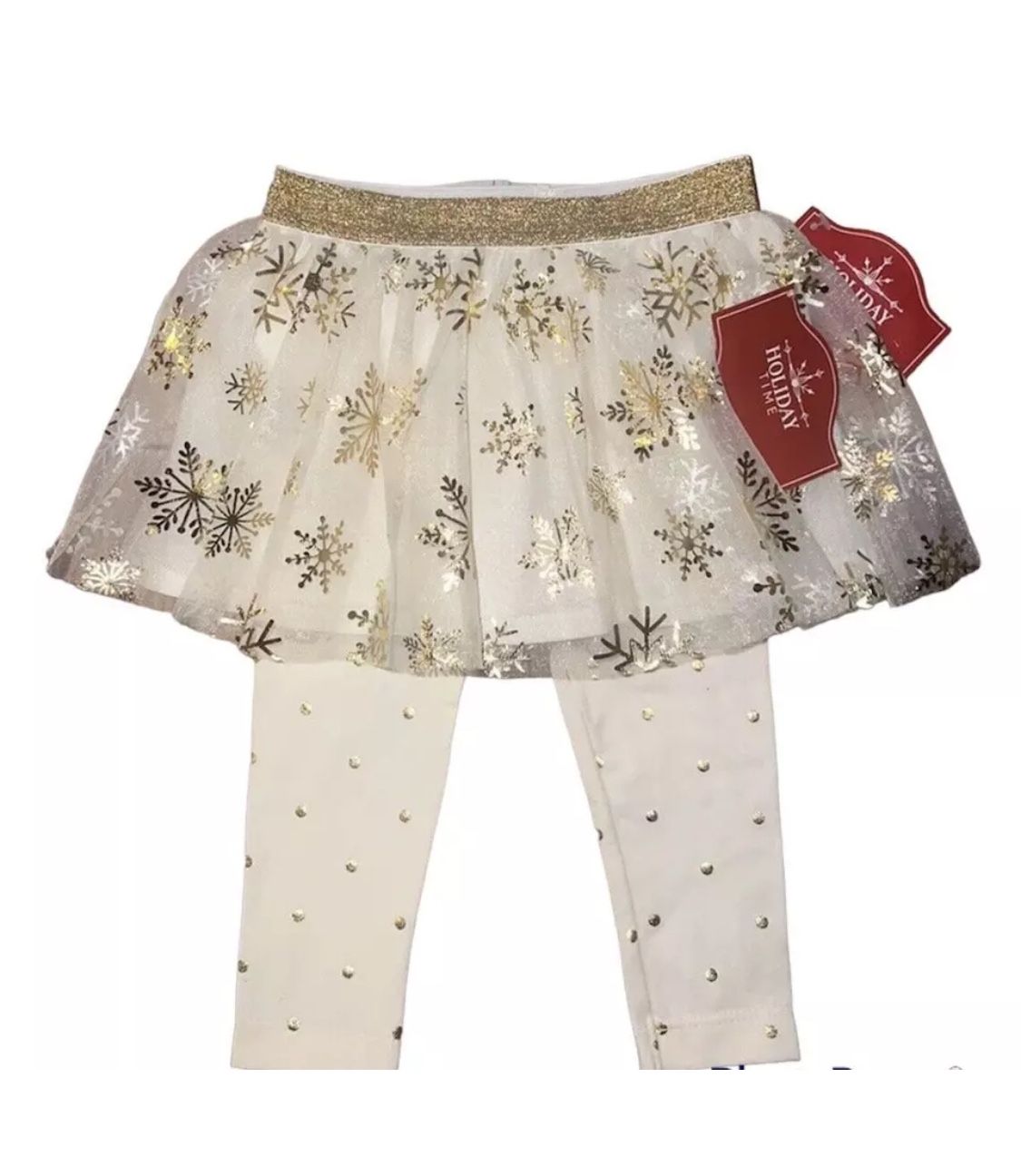 Girls Skirt And Leggings Snowflake 3/6Mo White Gold Tulle Holiday Time Kids