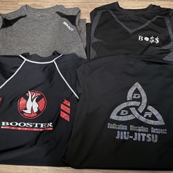 4 pack Large Mixed Champion MMA Elite Booster Boss Rashguards BJJ Jiu Jitsu Lot 
