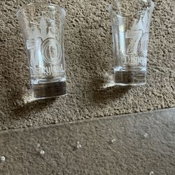 Disney Glass  Small Cups 70th Anniversary Disneyland 