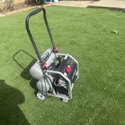 Husky 4.5 Gal. 175 PSI Portable Electric Oil-Free Quiet Twin Stack Jobsite Air Compressor w/Rubber Wheels and 2-Quick Couplers