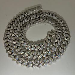 10mm Handset Icedout Cuban Chain Solid 925 Silver Real Vvs Diamonds  