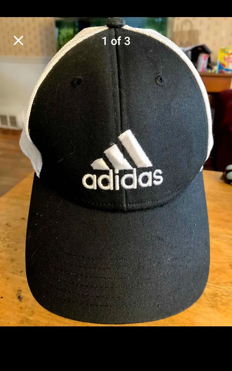 Adidas Black & White Stretch Fabric Baseball Cap