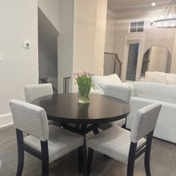 Dark Chocolate Wood Dining Table Set 