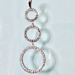 💎 Beautiful 14KT  White Gold, Ladies Diamond Circle Of Life, Floating Eternity Pendant