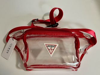 Guess Clear Belt Bag with Red Strap