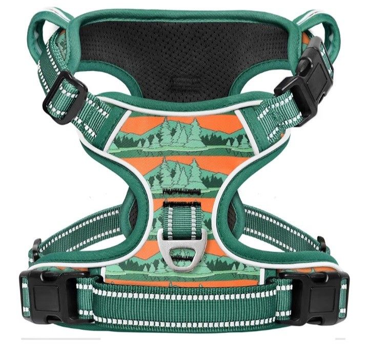 Timos No Pull Dog Harness,No Choke Front Clip Dog Reflective Harness,Adjustable Soft Padded Pet Vest with Easy Control Handle for Large Dogs,Wildernes