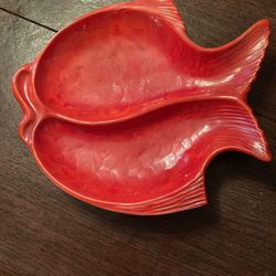 Fish Design Red Seafood Serving Platter. 