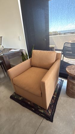 RH Oliver Track Arm Chair Performance Linen Weave Camel