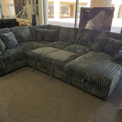 Black Corduroy Sleeper Sofa Sectional ✅ Financing Available - Bad or No Credit Accepted ✅ 
