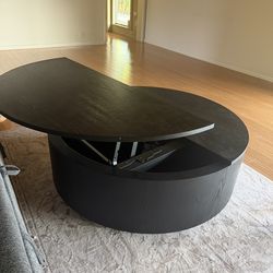 ✨ Modern Round Lift-Top Coffee Table w/ Storage & Wheels ✨