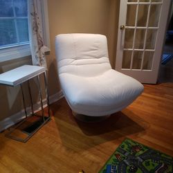 White Leather Swivel Sofa