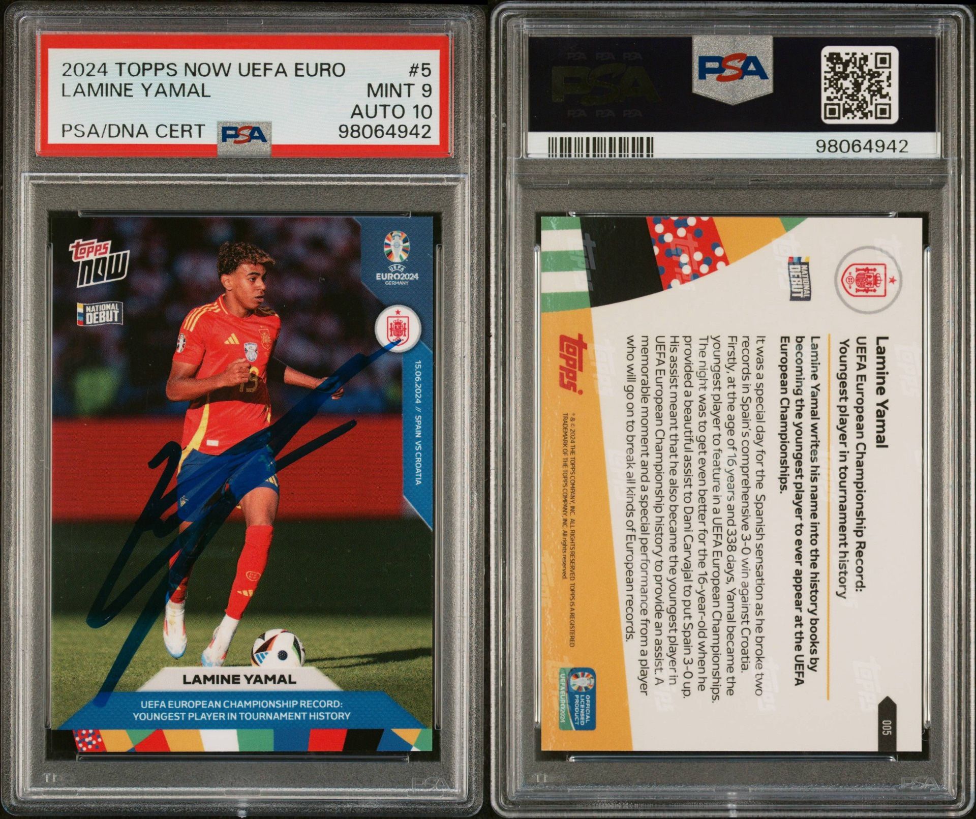 Topps Now Lamine Yamal Auto PSA 9 RC ROOKIE