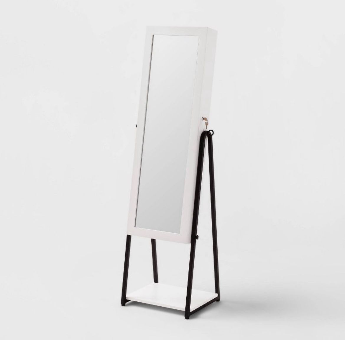 Jewelry Cabinet With Mirror BrightRoom Full-Leng Organizer, MDF, Rectangle, White,60.75” Height, 5 Pieces