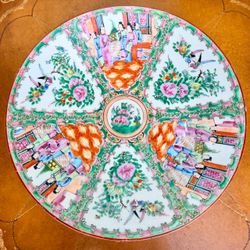 19th Century Antique Chinese Rose Medallion 13.5β Dia. Porcelain Charger Plate