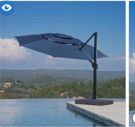 Navy blue Sunbrella Cantilever Patio Umbrella 13ft **READ DESCRIPTION** sombrilla