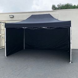 (New) $180 Heavy Duty 10x15 ft Popup Canopy with (3 Sidewalls) Instant Shade w/ Carry Bag (2 Colors)