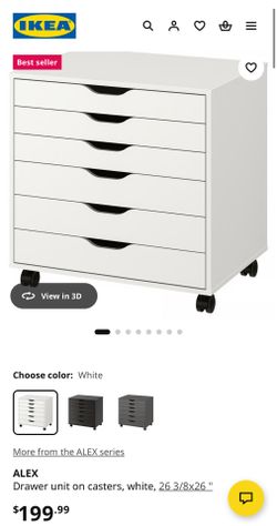 IKEA - White ALEX Drawers on Wheels
