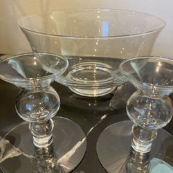 Princess House Bowl and Candle Holders