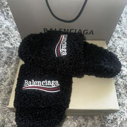 Balenciaga fur slides