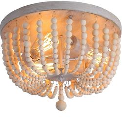 *Remodeling* Beautiful Wood Beaded Chandelier*New*