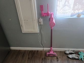 Pink Cordless Stick Vacuum with Wall Mount