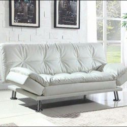 Brand New White Leather Futon Sofa Sleeper
