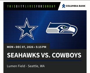 3 Monday night Prime-Time Seahawks vs Cowboys/ Parking