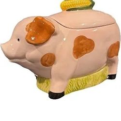 Vintage Ceramic Pig With Corn Cob Cookie Jar $25