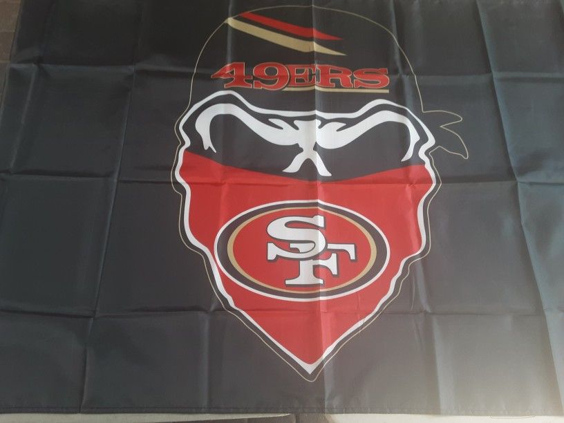 SAN FRANCISCO 49ERS GANGSTER SKULL NEW 3X5FT POLYESTER FLAG BANNER NINERS