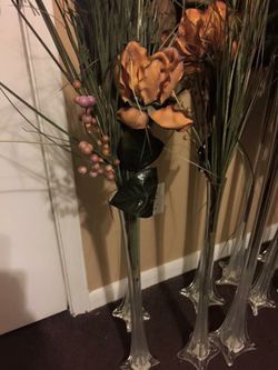 12 Tall Vases with flowers/ Great for weddings, parties