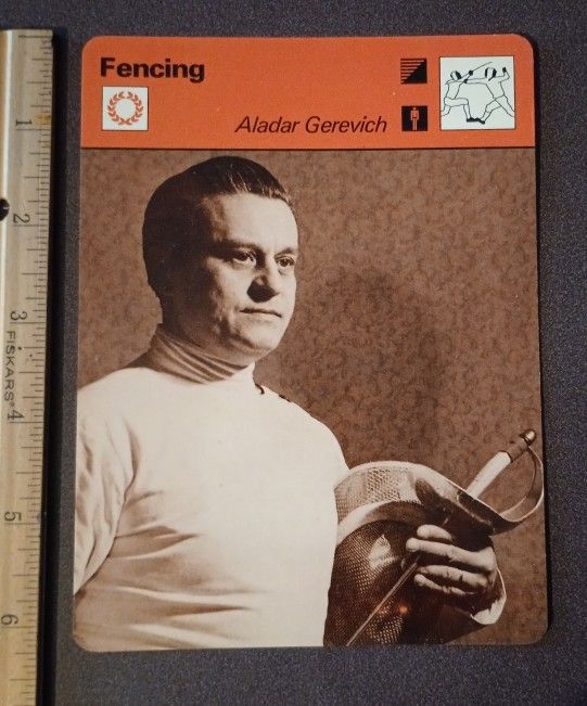 1978 Sportscaster Aladar GereVich Fencing Like Father Like Son Large Over Sized Card Vintage Collectible Italy