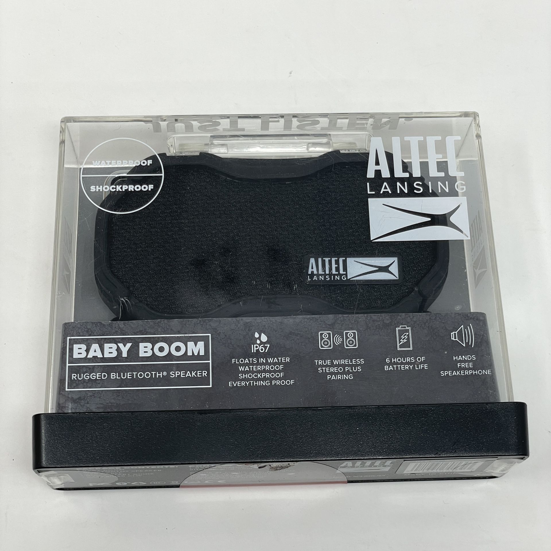 New BLACK Altec Lansing Baby Boom IMW269N Portable Bluetooth Speaker Waterproof