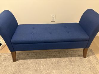 50” Navy Blue Storage Bench with Rolled Arms