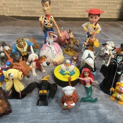 Vtg DISNEY Little Mermaid Maleficent Toy Story Hercules Figurines Toys Lot
