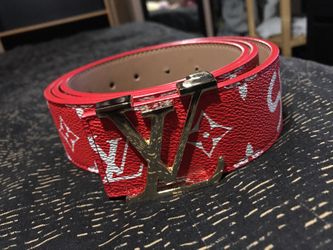 Louis Vuitton Supreme Red Monogram Leather Belt