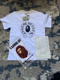 White and black bape x chrome hearts tee size large