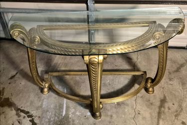 Gold Demilune Glass Top Console Table