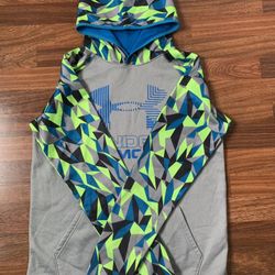 Under Armour Gray/Multi Colored Sleeves Hoodie Sweatshirt Size Youth XL