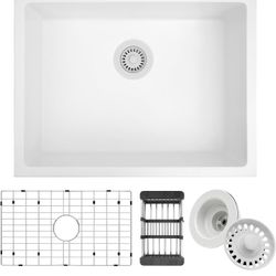 MONSINTA Bar Sink, Undermount Kitchen Sink, 23 Inch White Bar Sink, Bar Sink Undermount With Accessories, Granite Kitchen Sink, White Sink Kitchen

