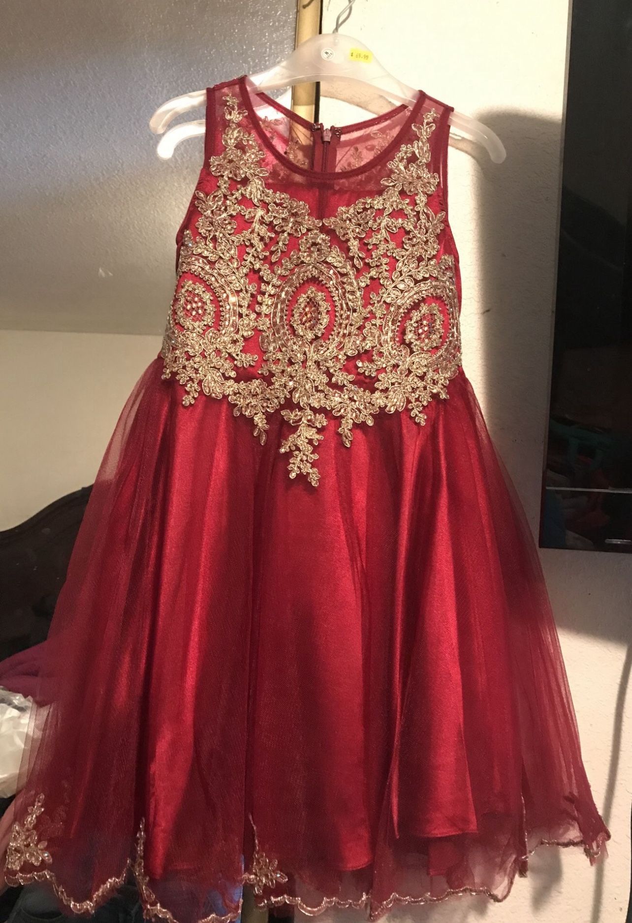 Girl Burgundy Party Dress