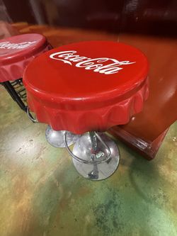 🥤 Vintage Coca-Cola Bottle Cap Bar Stools – $45 Each / $80 for Both 🥤