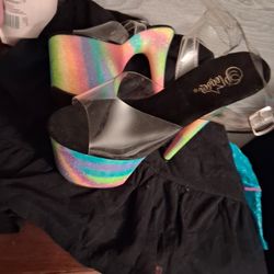 Pleasers Size 9 Rainbow Heels 