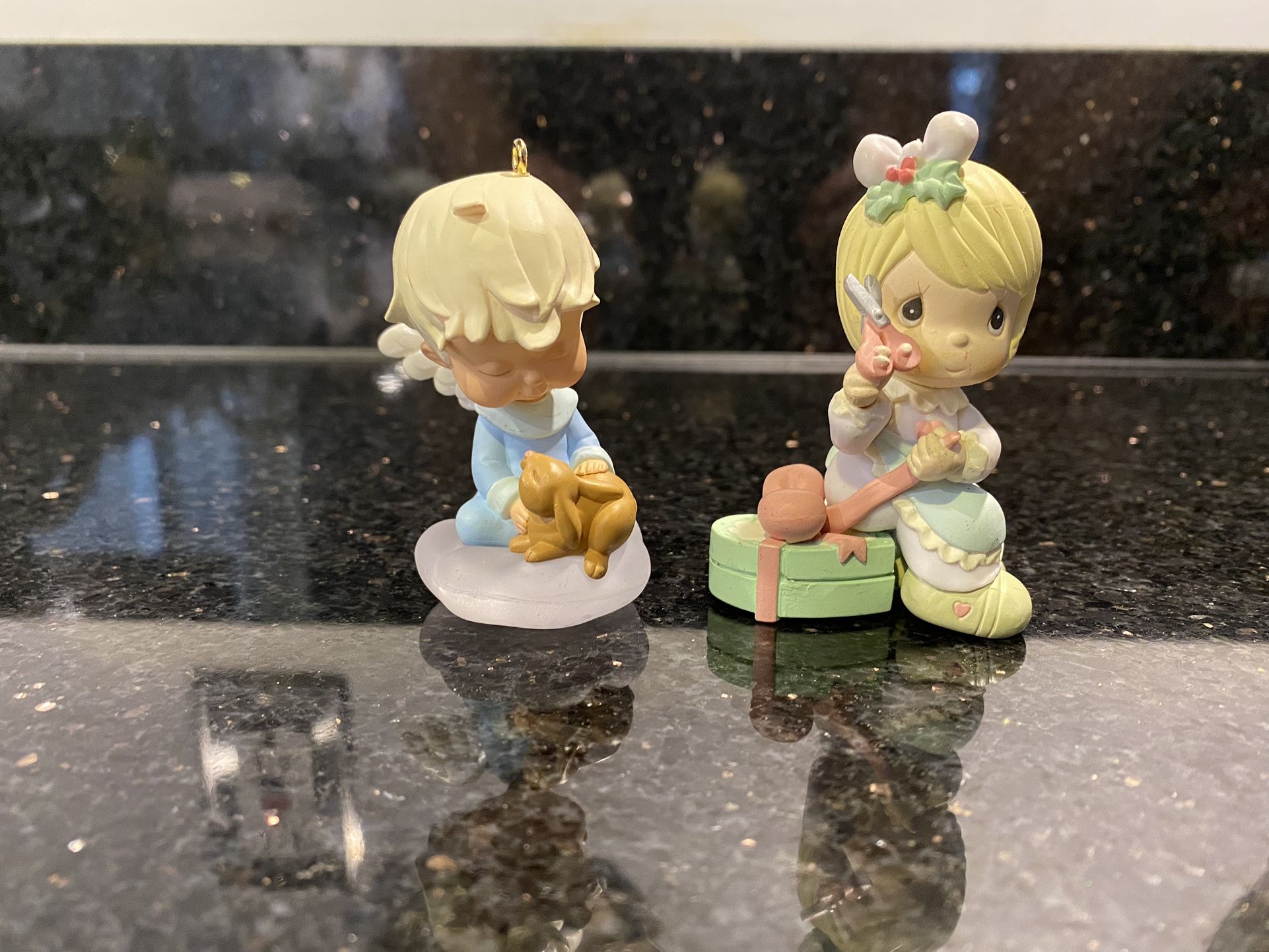 Hallmark Mary's Angels Marguerite Keepsake & Precious Moments Holly Ornaments